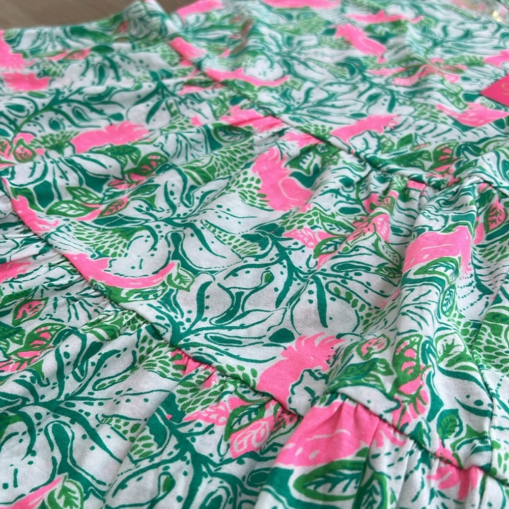 Lilly Pulitzer botanical green dress medium girl 6-7 - Picture 2 of 4